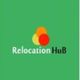Logo with overlapping circles above "Relocation HuB" on a green background.