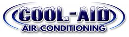 Logo with "Cool-Aid Air-Conditioning" in icy text and stylized blue swoops.