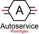 Logo von Autoservice Kraichgau: Schwarzes Sechseck mit rotem Text darunter.