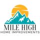 Mountain logo with sunrise, text reads "Mile High Home Improvements."