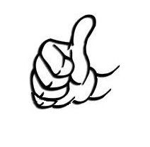 Daumen hoch, schwarz-weiße Zeichnung, symbolisiert Zustimmung.