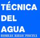 Texto blanco sobre fondo azul que dice "TÉCNICA DEL AGUA: BOMBAS RIEGO PISCINA".