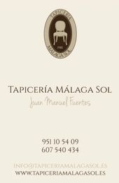Logo de Tapicería Málaga Sol con contacto y diseño de silla vintage.