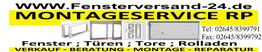 Werbung für Montage und Verkauf von Fenstern, Türen, Toren und Rolladen.