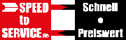 Rotes und weißes Logo mit Text "Speed to Service Inc. Schnell. Preiswert".