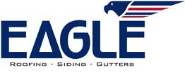 "EAGLE logo with a patriotic eagle head and text: Roofing - Siding - Gutters."