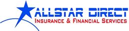 Logo with a blue star, text "Allstar Direct Insurance & Financial Services" in red and blue.
