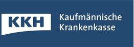 Logo der Kaufmännischen Krankenkasse (KKH) auf blauem Hintergrund.