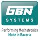 GBN Systems-Logo mit Slogan „Performing Mechatronics, Made in Bavaria“ in grüner Schrift.