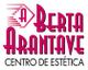 Logo de "Berta Arantave Centro de Estética" en letras rosadas y negras sobre fondo blanco.