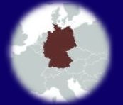 Deutschlandkarte in dunkelbraun auf grauem Hintergrund, umgeben von einem blauen Kreis.