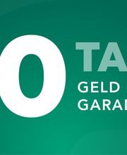 "Grüner Hintergrund mit weißem Text: '30 Tage Geld-zurück-Garantie'."