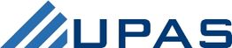 Blaues, stilisiertes Logo mit dem Schriftzug „UPAS“ und einem dreieckigen Symbol links.