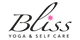 Schwarz-rosa Logo mit dem Schriftzug "Bliss Yoga & Self Care" und einem rosafarbenen Stern.