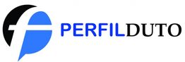 Logotipo da Perfil Duto com símbolo azul e preto ao lado do nome estilizado da empresa.