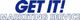 Logo mit Text: "GET IT! MARKETING SERVICE" in blauer Schrift auf weißem Hintergrund.