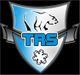 Wappen mit Bär, Schriftzug "TRS" und Schneeflocke auf blau-weißem Hintergrund.