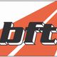 bft-Logo auf weißem Hintergrund mit diagonalem, orangefarbenem Streifen im Hintergrund.