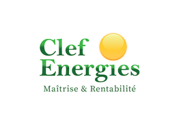 Logo "Clef Energies" avec un soleil jaune, texte "Maîtrise & Rentabilité".