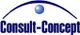 Logo von Consult-Concept mit einem blauen Kreis über dem Schriftzug.