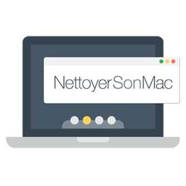 Ordinateur avec fenêtre affichant "NettoyerSonMac".