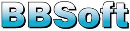 Textlogo mit blau-weißem Farbverlauf: "BBSoft".