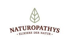 Logo mit Blatt und Text "Naturopathys - Elixiere der Natur".