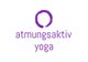 Lila Kreis mit Schriftzug "atmungsaktiv yoga" darunter auf weißem Hintergrund.