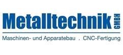 Logo der Metalltechnik GmbH mit Slogan: Maschinenbau, Apparatebau, CNC-Fertigung.