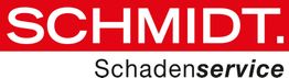 Schwarzer Text "Schadenservice" unter rotem "SCHMIDT." auf weißem Hintergrund.