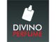 Frasco de perfume blanco sobre fondo negro con texto: "DIVINO PERFUME".