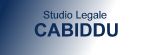 Logo con testo "Studio Legale CABIDDU" su sfondo sfumato blu e bianco.