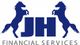 Logo mit zwei aufsteigenden Pferden und dem Text "JH Financial Services" in Blau.