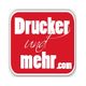 Rotes Logo mit weißem Text: "Drucker und mehr.com".