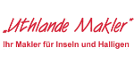 Textlogo in Rot: „Uthlande Makler – Ihr Makler für Inseln und Halligen“.
