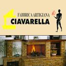 Logo Fabbrica Artigiana Ciavarella sopra un camino acceso in muratura.