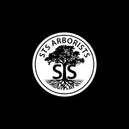 STS Arborists logo: Tree inside a circle with "STS Arborists" text and roots extending below.
