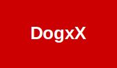 Weißer Text "DogxX" auf rotem Hintergrund.