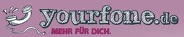 Logo von yourfone.de in handgezeichneter Schrift auf lila Hintergrund: "Mehr für dich."