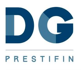 Logo "DG" con testo "Prestifin" in blu su sfondo bianco.