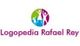 Logotipo de "Logopedia Rafael Rey" con figuras humanas en círculos de colores.
