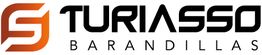 Logo de "Turiasso Barandillas" con diseño de letra "S" en naranja y texto negro.