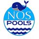Logo with a smiling blue whale above the text "NOS POOLS" on a blue circle with waves.