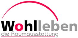 Logo mit dem Text „Wohllleben die Raumausstattung“, umrahmt von einem roten Bogen.