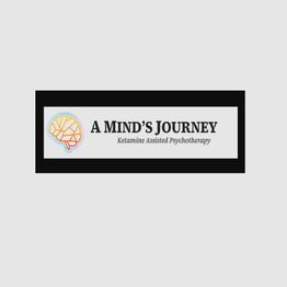 Logo of "A Mind's Journey" with colorful brain icon and text on ketamine assisted psychotherapy.
