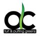 "Logo of OC Turf & Putting Greens with stylized grass between the letters."
