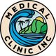 Logo with wave, palm trees, and sun behind a hill, labeled "Medical Clinic Inc."