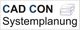 Logo mit Text "CAD CON Systemplanung" und einem stilisierten Würfel rechts oben.