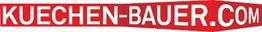 Rotes Logo mit weißem Text "KUECHEN-BAUER.COM" auf einem abgeschrägten Balken.