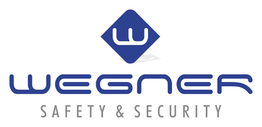 Logo von Wegner Safety & Security mit blauem Icon und Schrift.